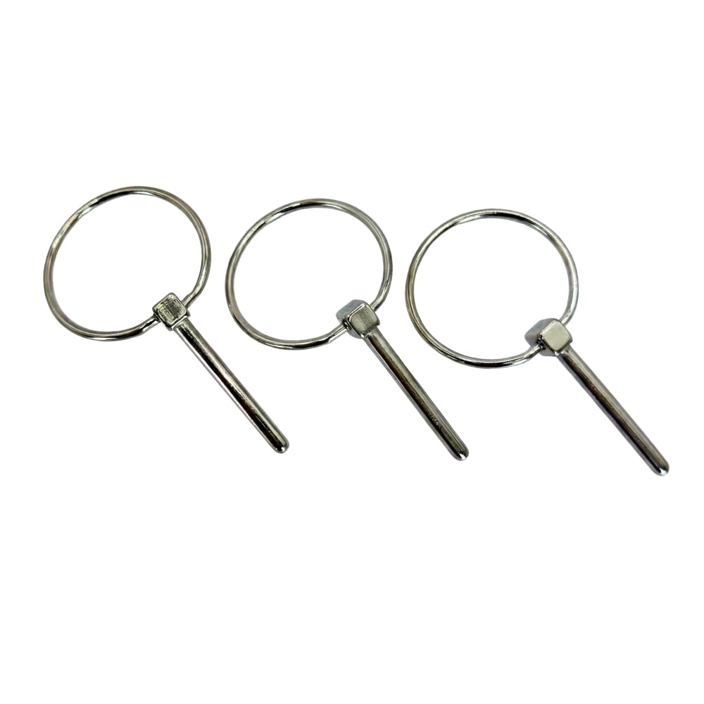 HITCH ステンレス リンチピン 3本入り 8*50 抜け止め防止 ロックピン トラクター ユンボ 農機具 建設機械 ファームゲート (3, 8*50)