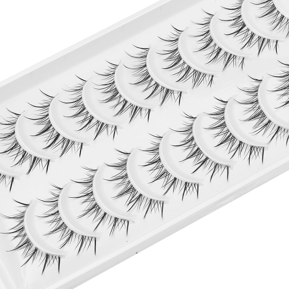 10 Pairs Pack Cartoon False Eyelashes Natural Looking Anime False Eyelashes Fluffy Fake Mink Cosplay False Eyelashes Korea Japan Asian False Eyelashes Masquerade Party Eye Makeup False Eyelashes (Y14)