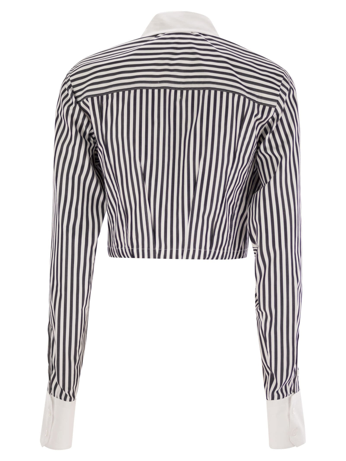 Sportmax SportMax Abano Striped Poplin Crop Shirt - Image 3