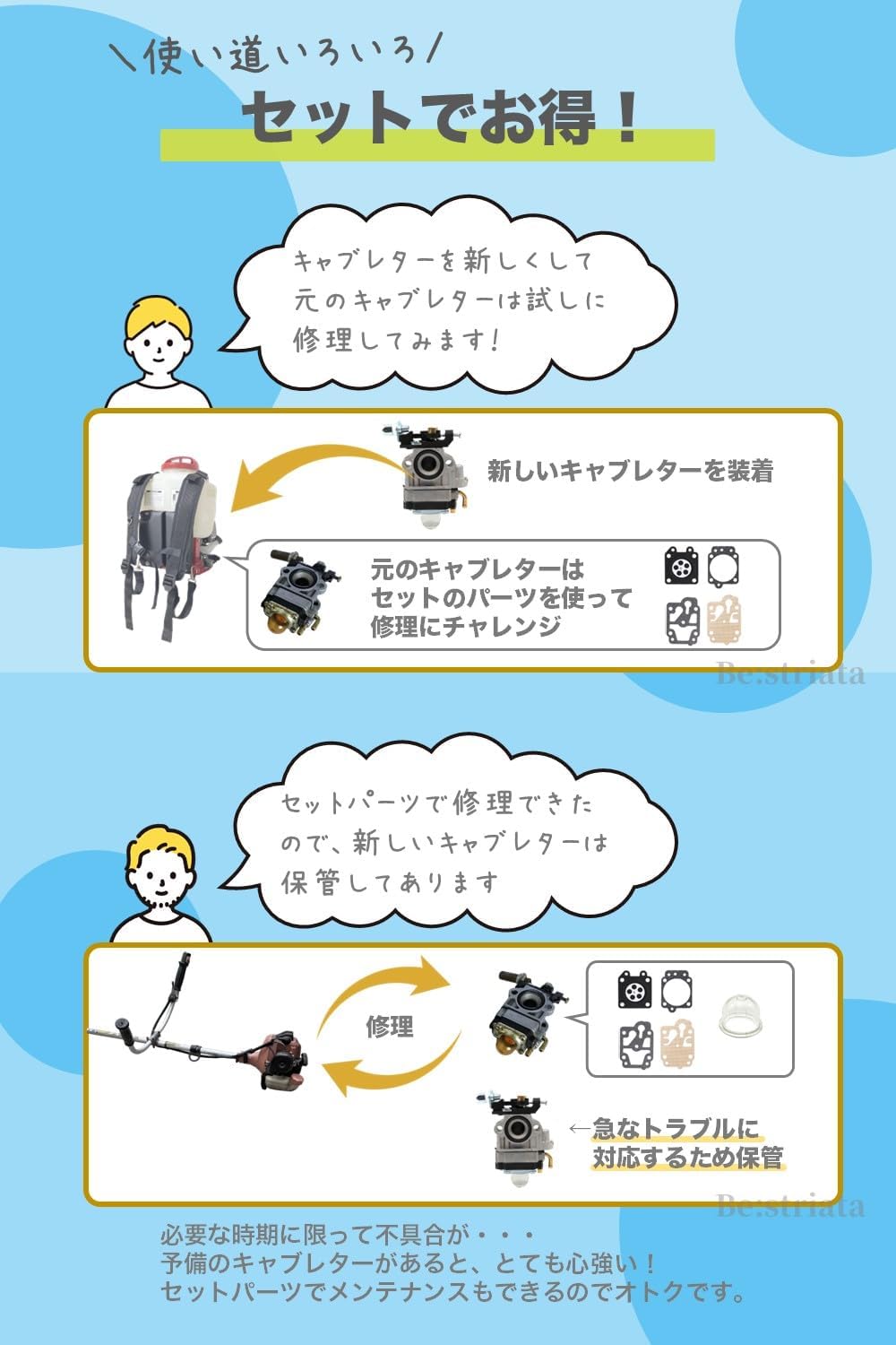 Walbro WYL Type Honda Carburetor Replacement OH Overhaul Walbro Weed Trimmer Fuel Hose Repair Parts Set 23cc - 26cc (Carburetor WYL Type)