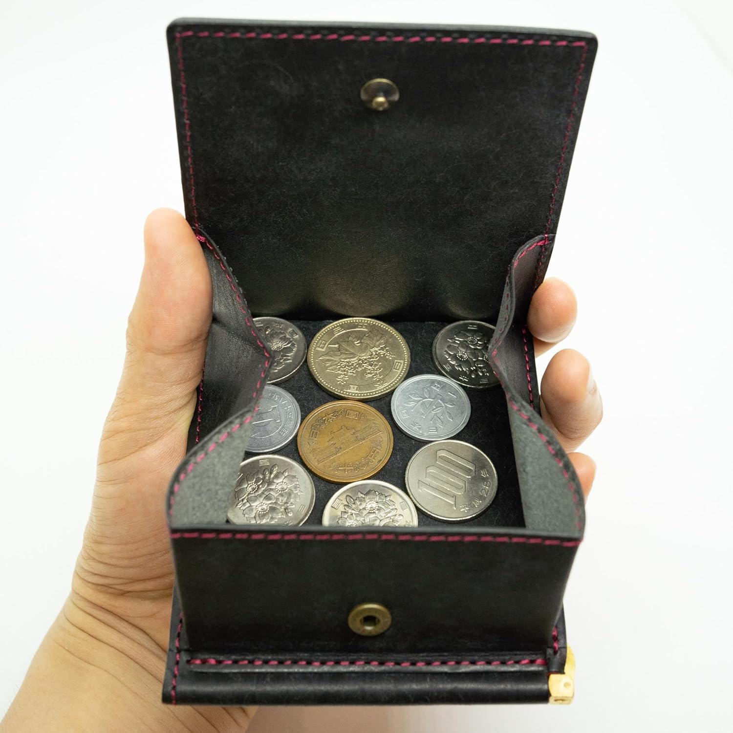 Hizu Factory Money Clip with Coin Purse (New Black x Papabelo / Reverse Stitching Color), New Black x Patello / Stitched Color Inverted