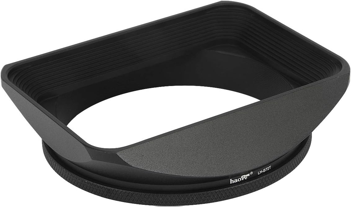 Haoge 72mm Square Metal Screw-in Mount Lens Hood Shade with Cap for Canon Nikon Sony Leica Leitz Carl Zeiss Voigtlander Nikkor Panasonic Fujifilm Olympus Lens and Other 72mm Filter Thread Lenses