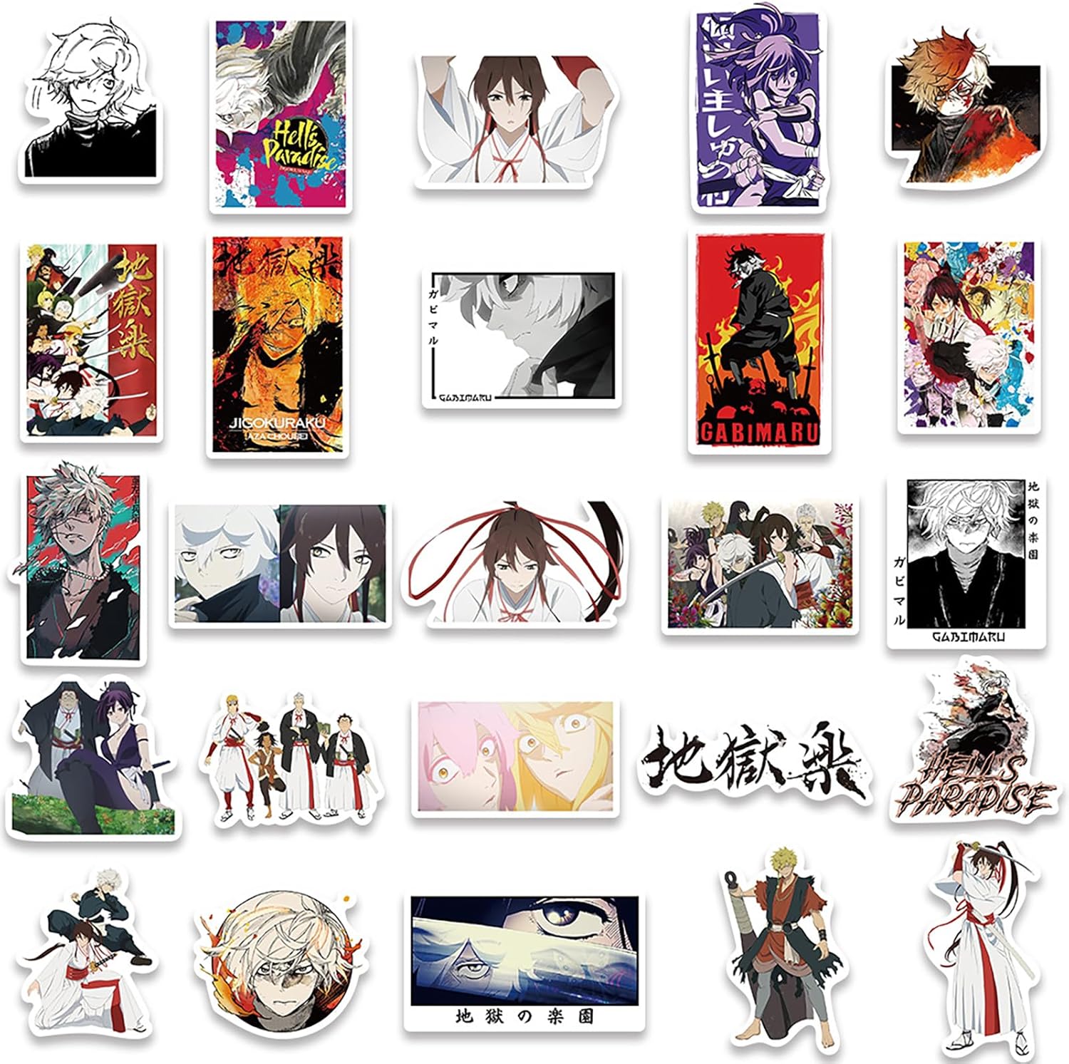 For Hell Raku Stickers Set, Fashionable Anime for Hell Raku Stickers, Waterproof, Cute Cartoon Stickers, Notebook, Stickers, DIY, Car, Motorcycle, Helmet, PC, Snowboard, Smartphone, Stickers,