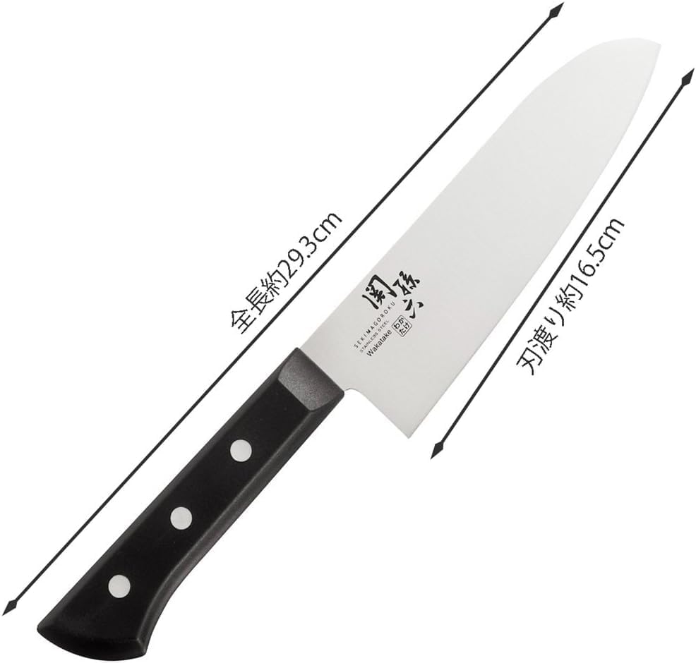 Kai KAI Santoku Knife, Seki Magoroku, Stainless Steel, 6.5 inches (165 mm), Dishwasher Safe, Made in Japan