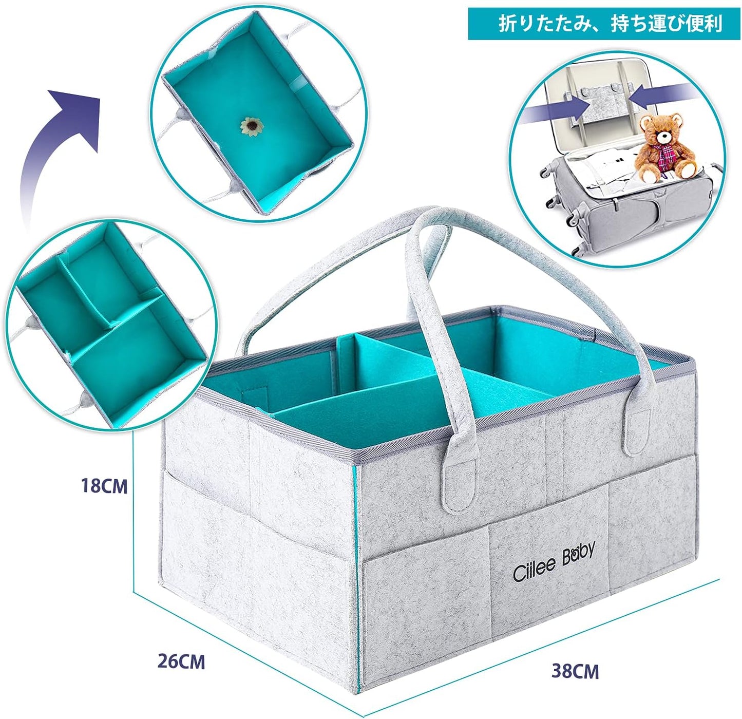 Diaper Stocker, More Durable and Secure, Diaper Storage Case, Foldable, Storage Box, Baby Supplies Storage Bag, Diaper Stocker, Baby Toys, Accessories Storage, Gray, Basket, Baby Shower Gift, Baby