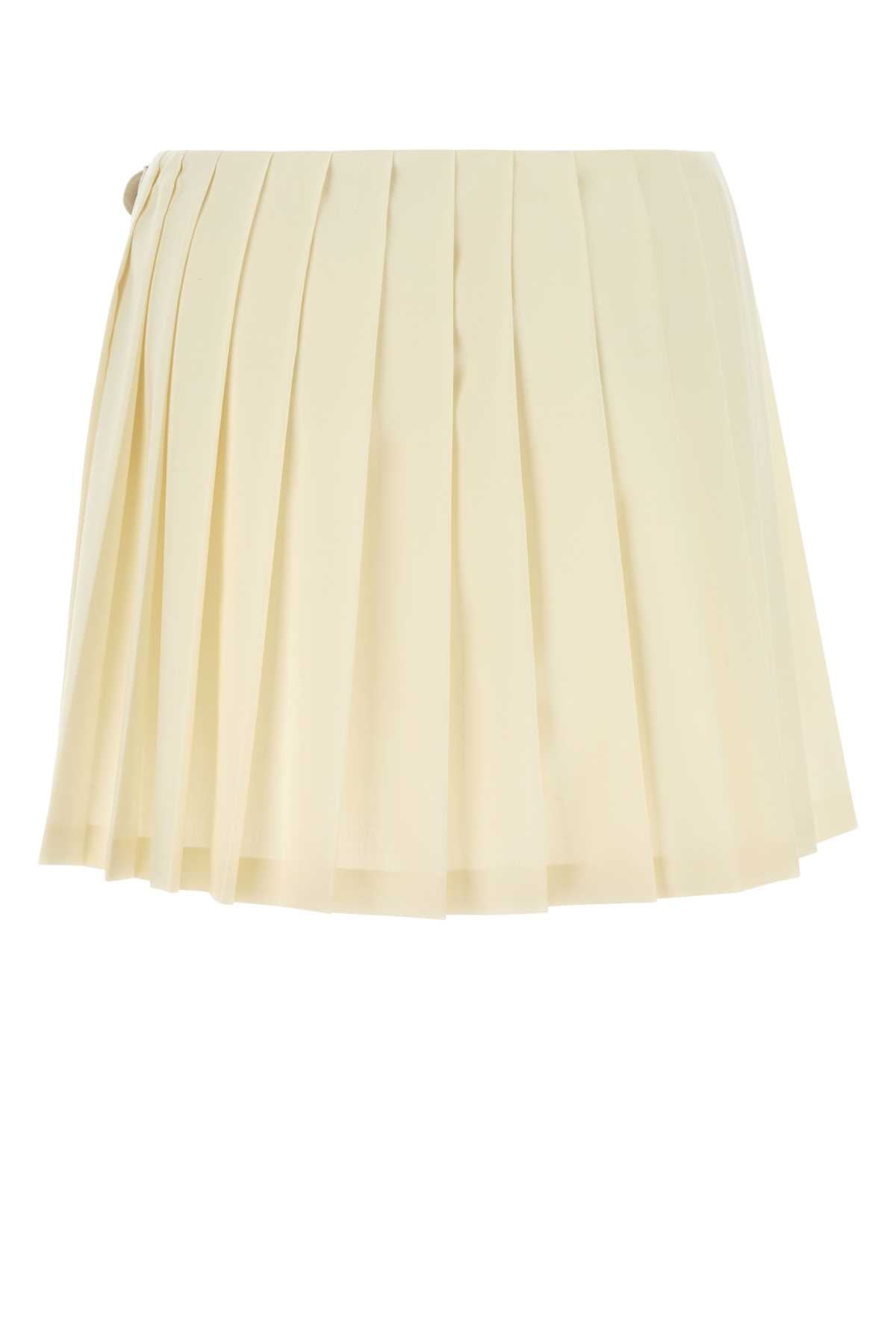 Miu Miu Miuクリームキャンバスミニスカート - Image 3