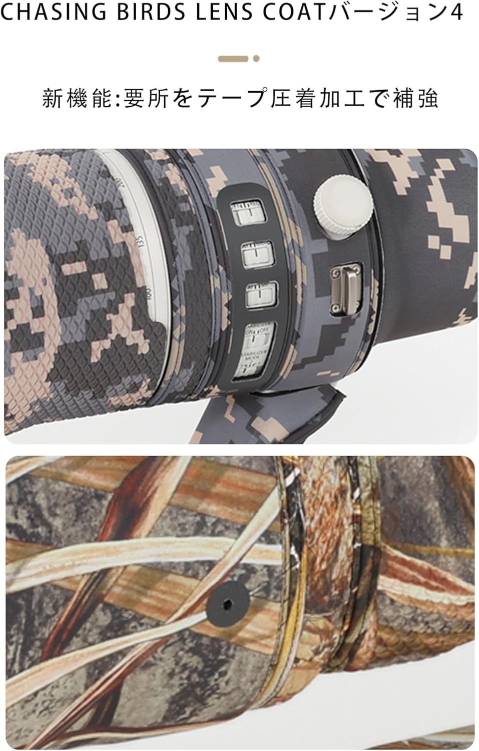 CHASING BIRDS Camouflage Waterproof Lens Coat for CANON RF 100-500mm F4.5-7.1 L IS USM Rainproof Lens Protective Cover (Black)