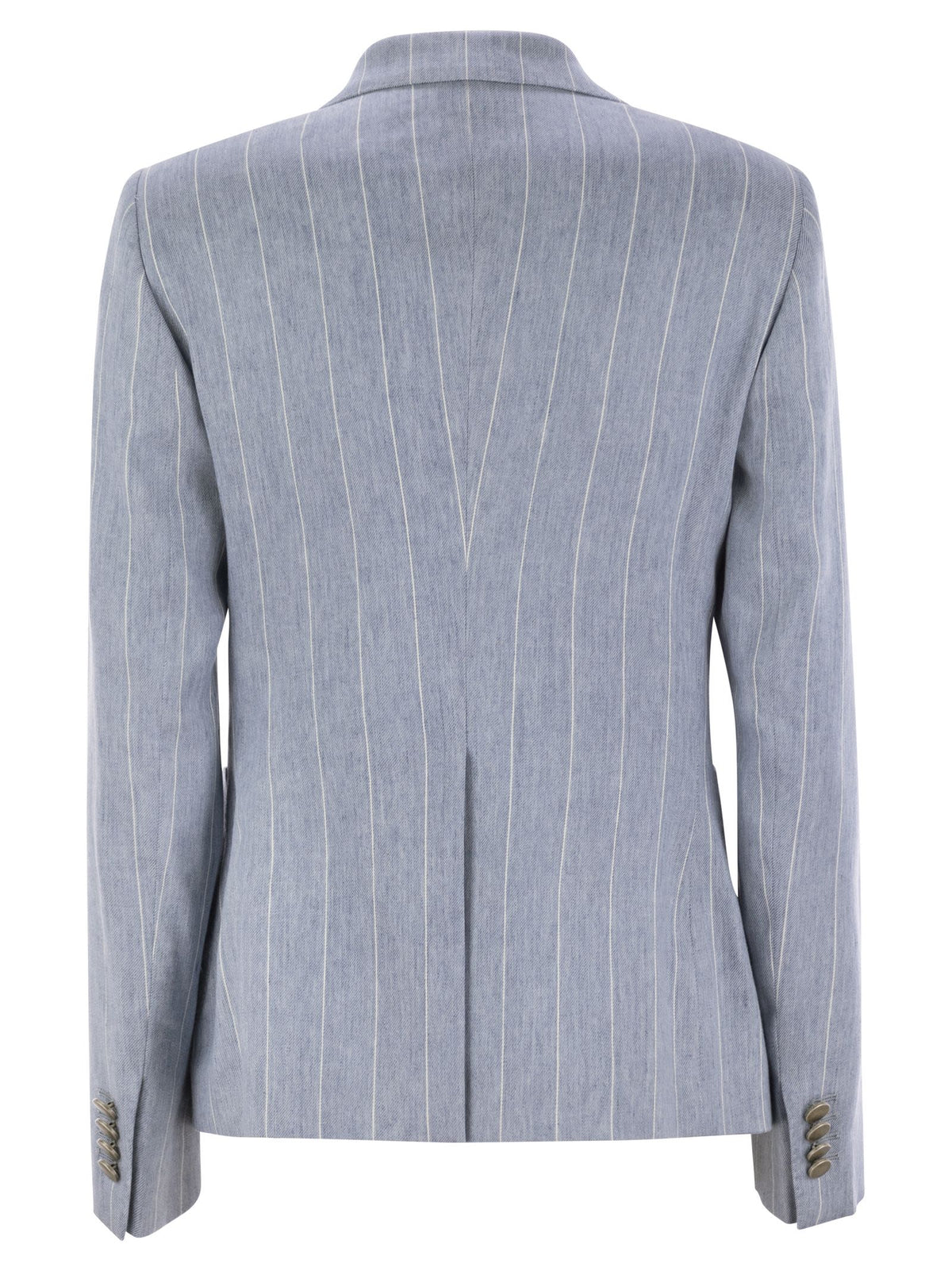 Tagliatore Tagliatoreリネンとコットンダブル胸ピンストライプブレザー - Image 3