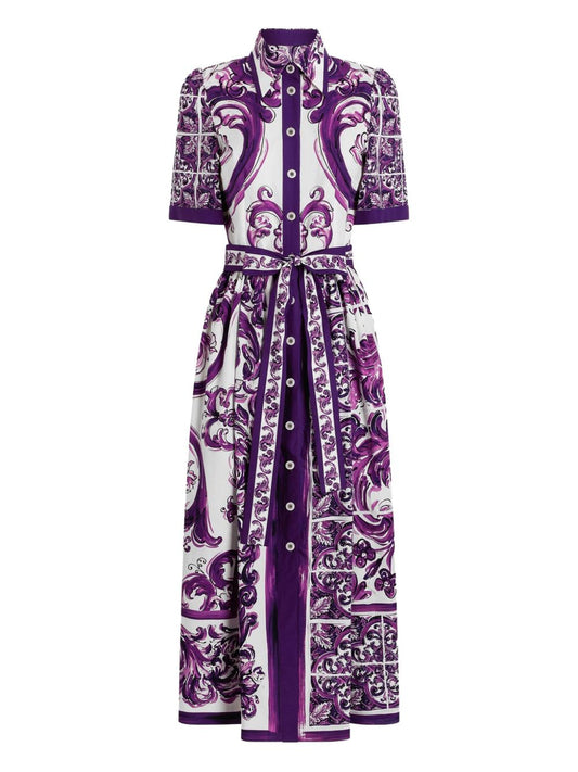 Dolce  Gabbana Dolce＆Gabbana Maiolicaプリントコットンシャツドレス - Image 3