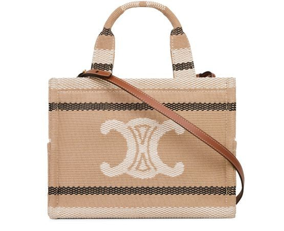 CELINE Small cabas Thais in striped textile with Triomphe - Image 3