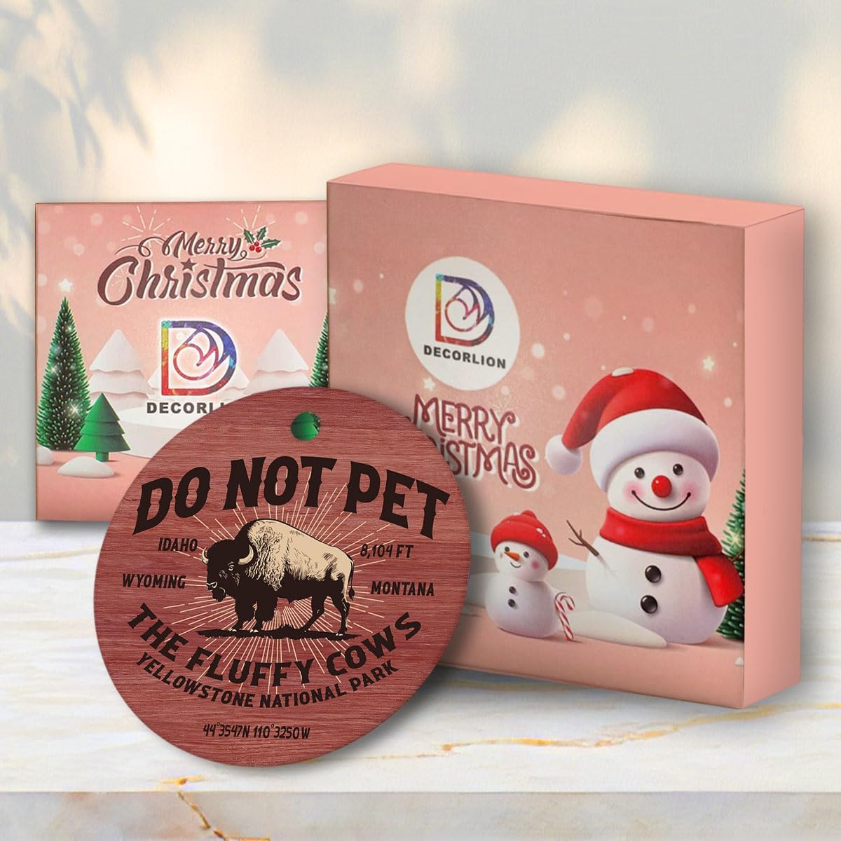 Adorno de Navidad – Adorno de cerámica «Do Not Pet The Fluffy Cows», recuerdo de bisonte del Parque Nacional de Yellowstone, divertido regalo de vida silvestre para amantes del parque