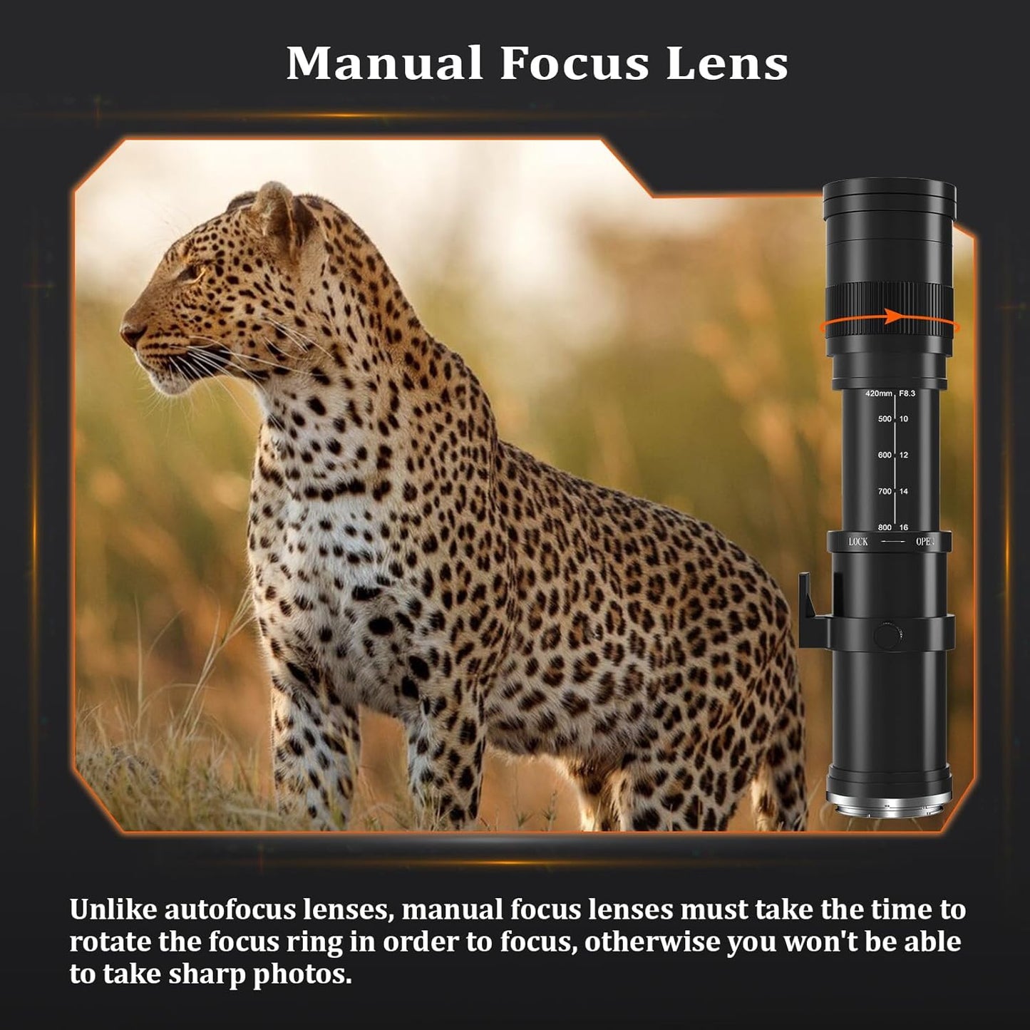 BENOISON Telephoto Lens - EF Lens for Canon DSLR 420-800mm Manual Focus MF Zoom Lens for Canon EOS Rebel SL3 SL2 SL1 T8i T7i T7 T6 4000D 1500D 90D 80D 77D 70D 60D 5D 1D DSLR Camera