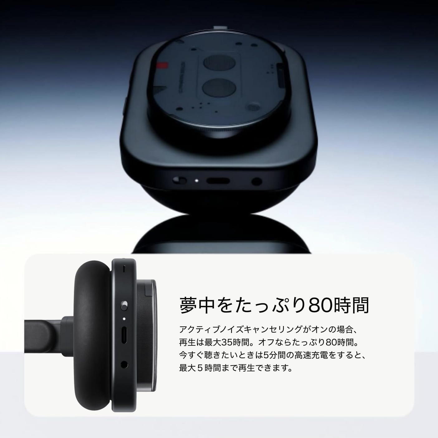 Nothing Headphone(1) Hybrid Active Noise Cancelling Headphones, Wireless Over-Ear Headphones with 6 Mics, Personalized Space Audio, Tuned by KEF, Up to 80 Hours Playback Bluetooth Headset Black