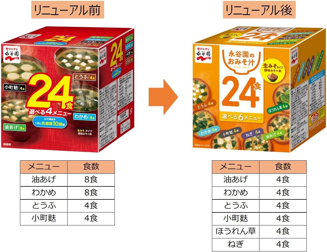 Nagatanien Boxed Miso Type, Economical Miso Soup, 24 Servings x 2 Packs