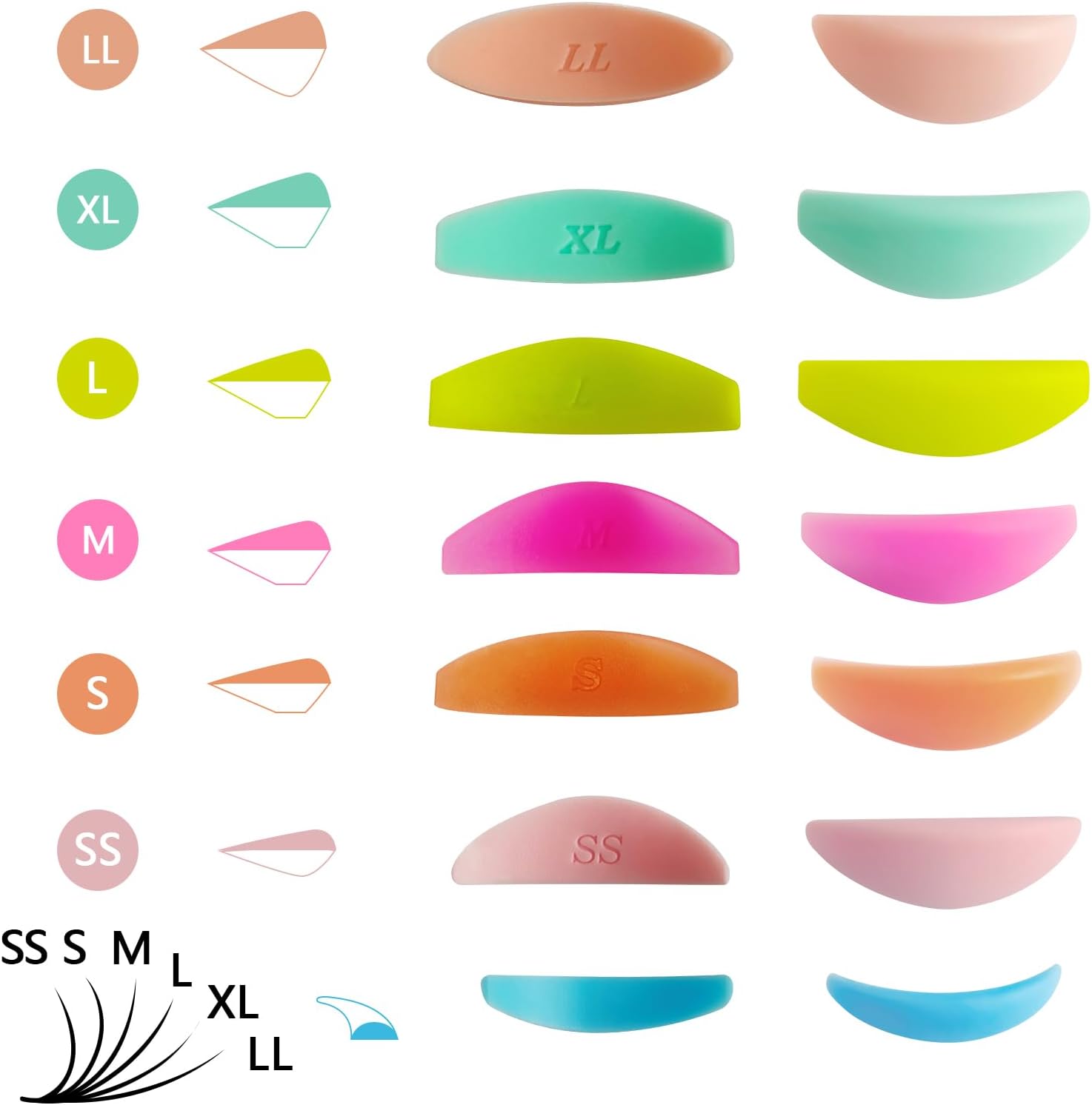 Libeauty 14 Pcs Eyelash Rising Pads Reusable Eyelash Lifting Rod Professional Silicone Lash Perma Rod for All Eye Shapes Lash Curler Shield