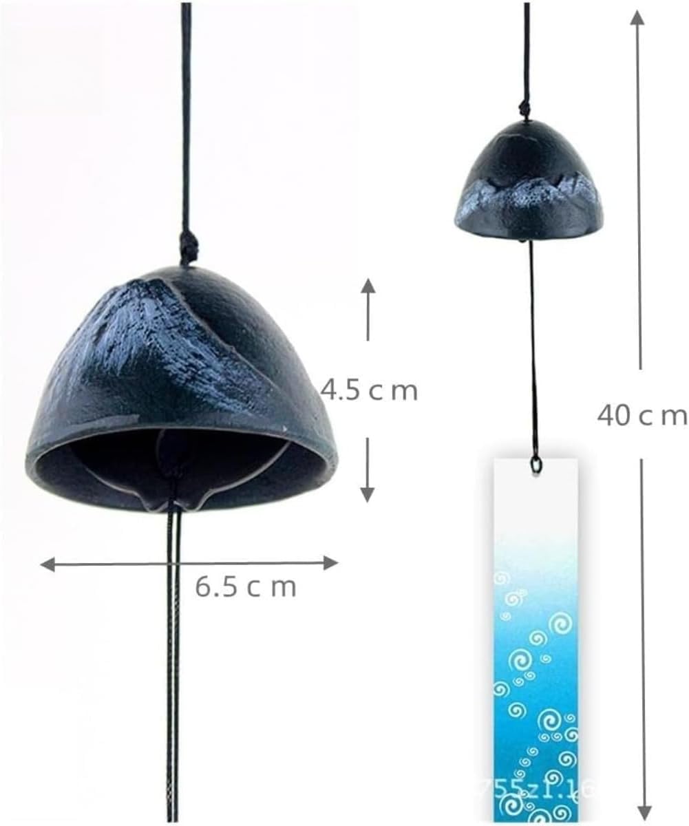 南部鉄器 風鈴 富士山デザイン 直径6.5×高さ4.5cm・180g 青・黒・銅・黄・緑の5色 短冊付き 伝統工芸品 軒下・室内・プレゼントに