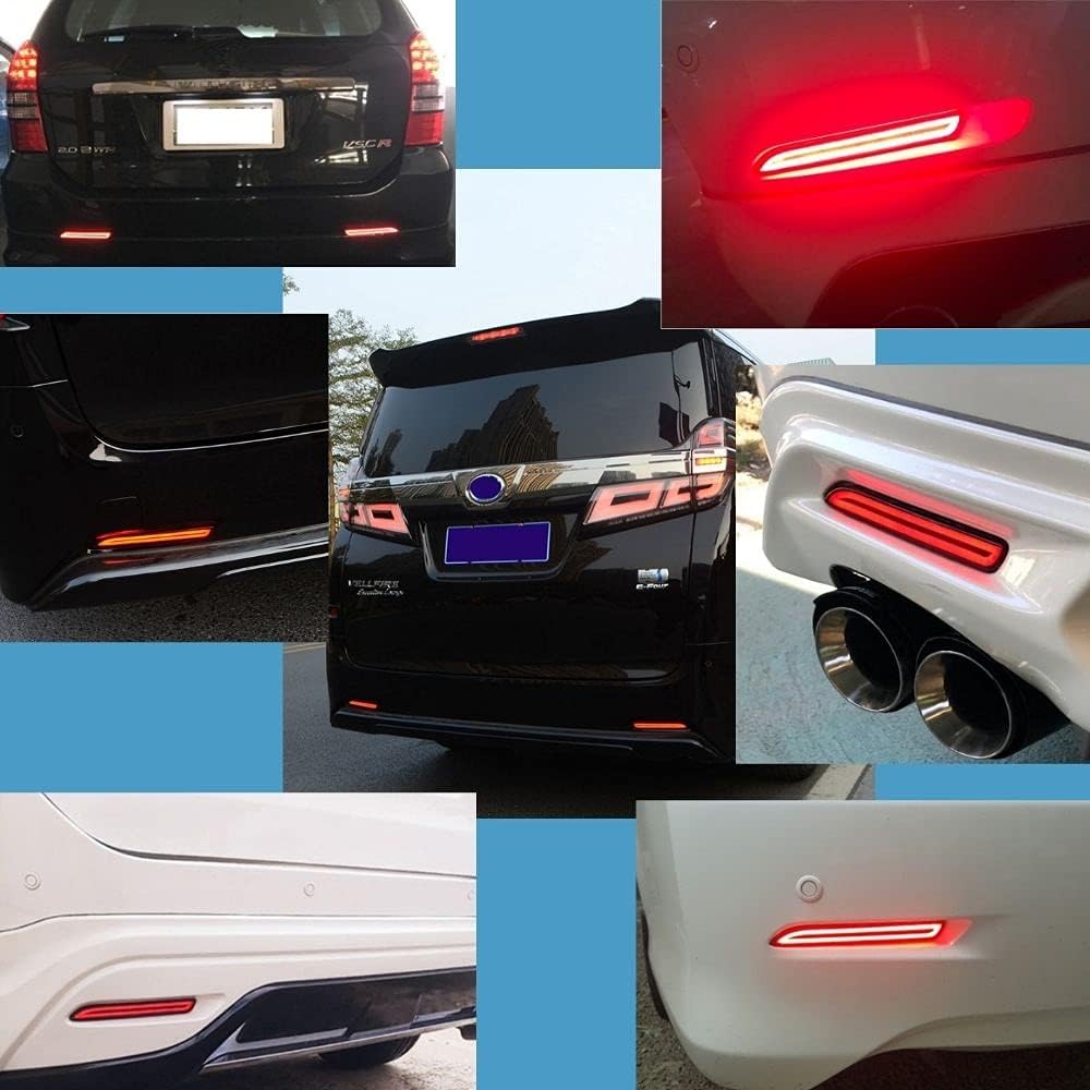 [one+lifestyle] Toyota General Purpose LED Fiber Reflector Flowing Sequential Brake Tail Lamp with Flowing Turn Signal Function Left and Right Set Rear Bumper Tail Light Back Lamp Super Bright Beauty