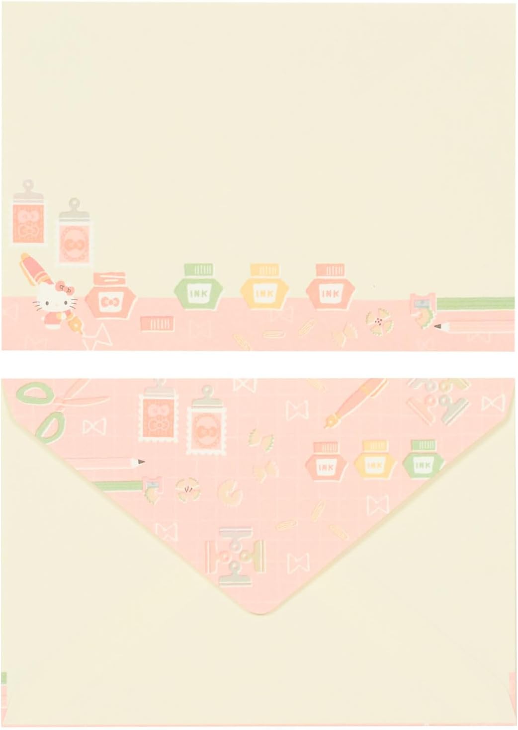 Sanrio 340871 Hello Kitty Kitty Letter Set, 8 Piece Toilet Pin, Includes Envelopes, Sealing Seal Included