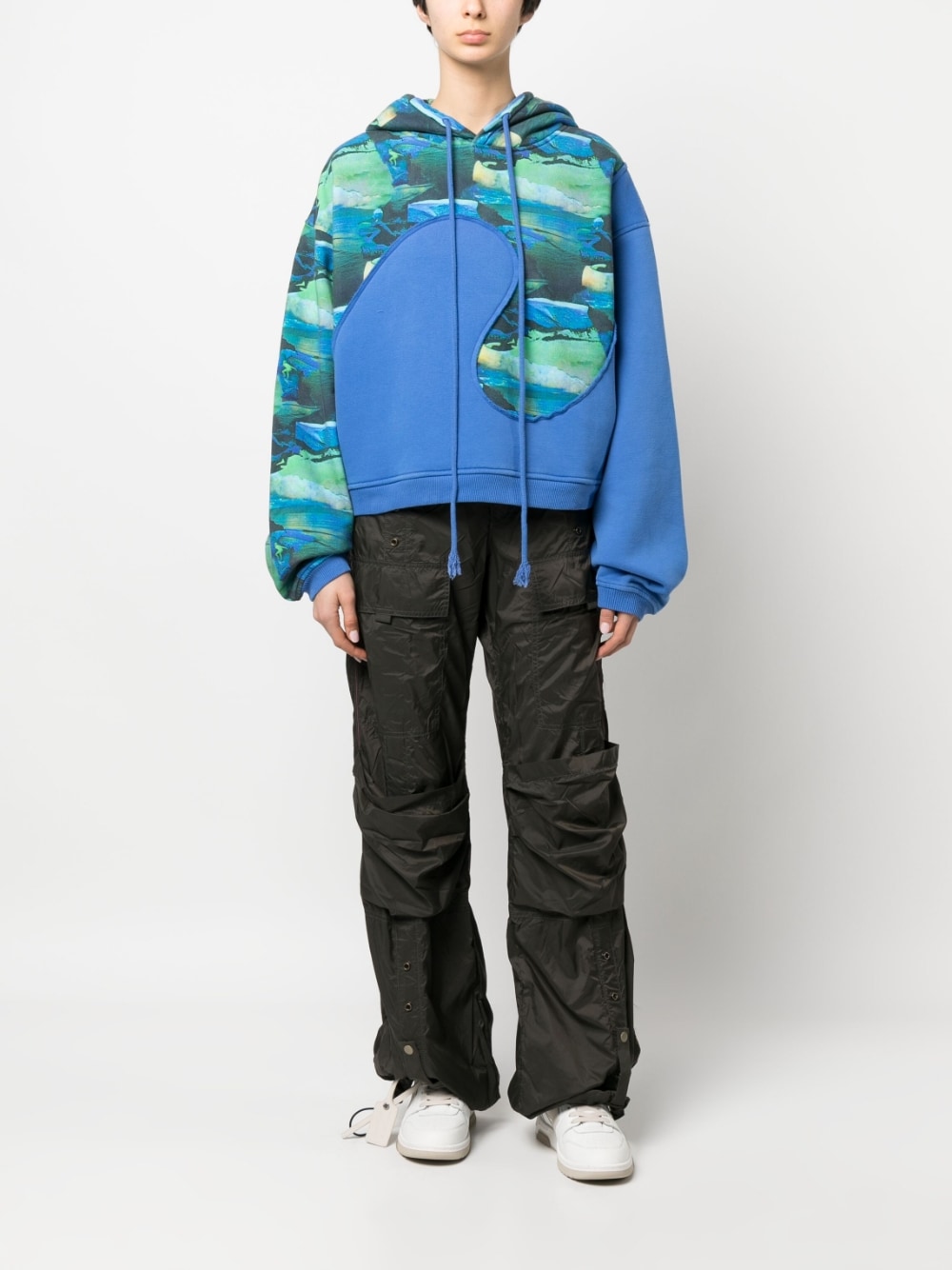 Erl ERLユニセックス印刷された渦巻きフリースパーカーニット - Image 3