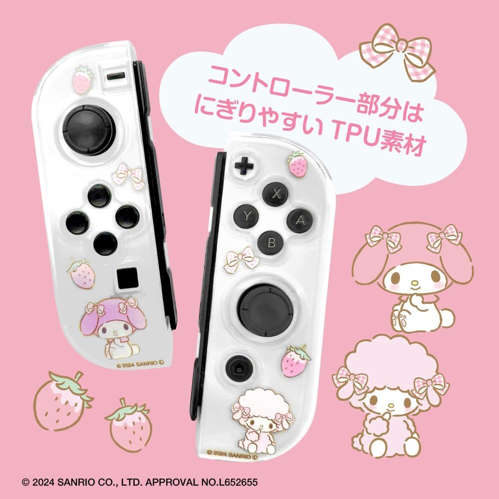 ALLONE (アローン) Game Use Separate Clear Case #Unipo Sanrio Characters My Melody 9.25"*0.59"*3.94" Protects from Scratches and Stains Compatible with Switch OLED Can be Charged While Attached Convenient