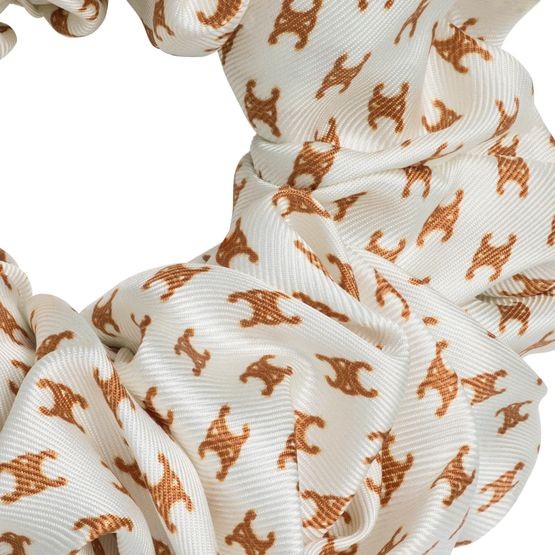 Celine mini Triomphe scrunchy in silk and brass with gold finish - Image 3