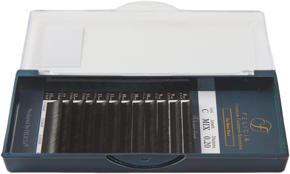 FELICIA Flat Matte Lash Extensions, Ultra Soft, Single, Matsueku, Eyelash, C Curl, 0.20 Thick, 0.3 - 0.5 inches (8 - 13 mm), Mixed