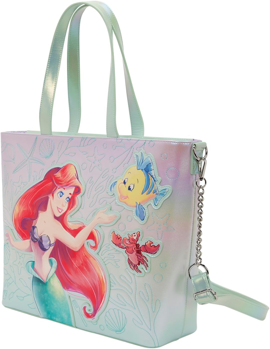 Loungefly La Sirenita Ariel, Flounder y Sebastian Bolso de mano con monedero
