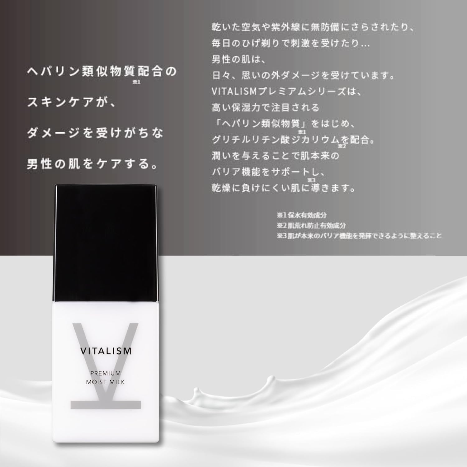 Vitalism Medicated Premium Moist Milk, For Men, Quasi Drug, Moisturizing Milk, 2.8 fl oz (80 ml), Beauty Essence, Lotion, Moisturizing