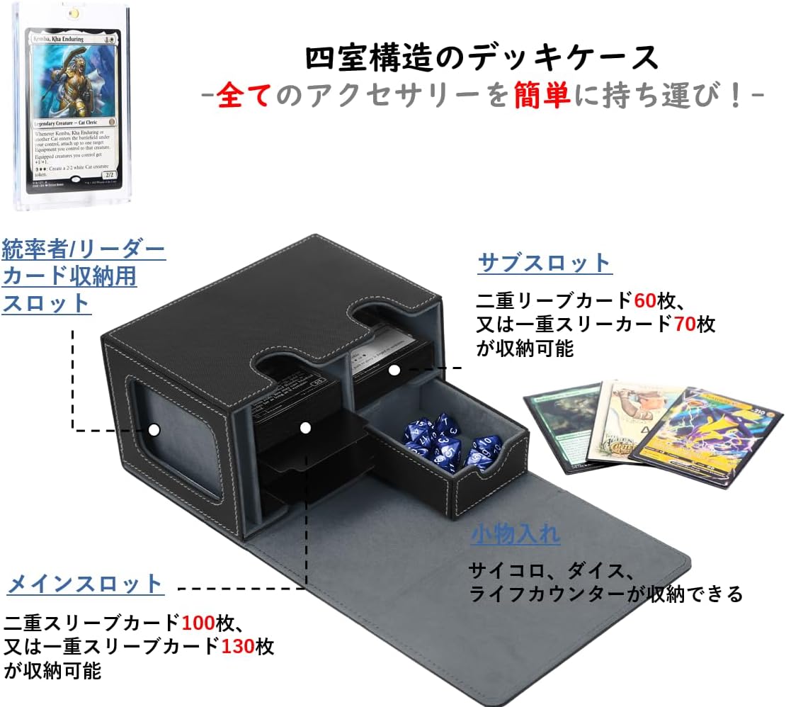 Venssu Deck Case, Trading Card Case, Card Display Window, Dice Box, Holds 200 Cards, 2 Dividers and 1 Magnetic Loader, Compatible with MTG Yu-Gi-Oh, Pokemon, Duema, Various Card Game Box, Sleeve