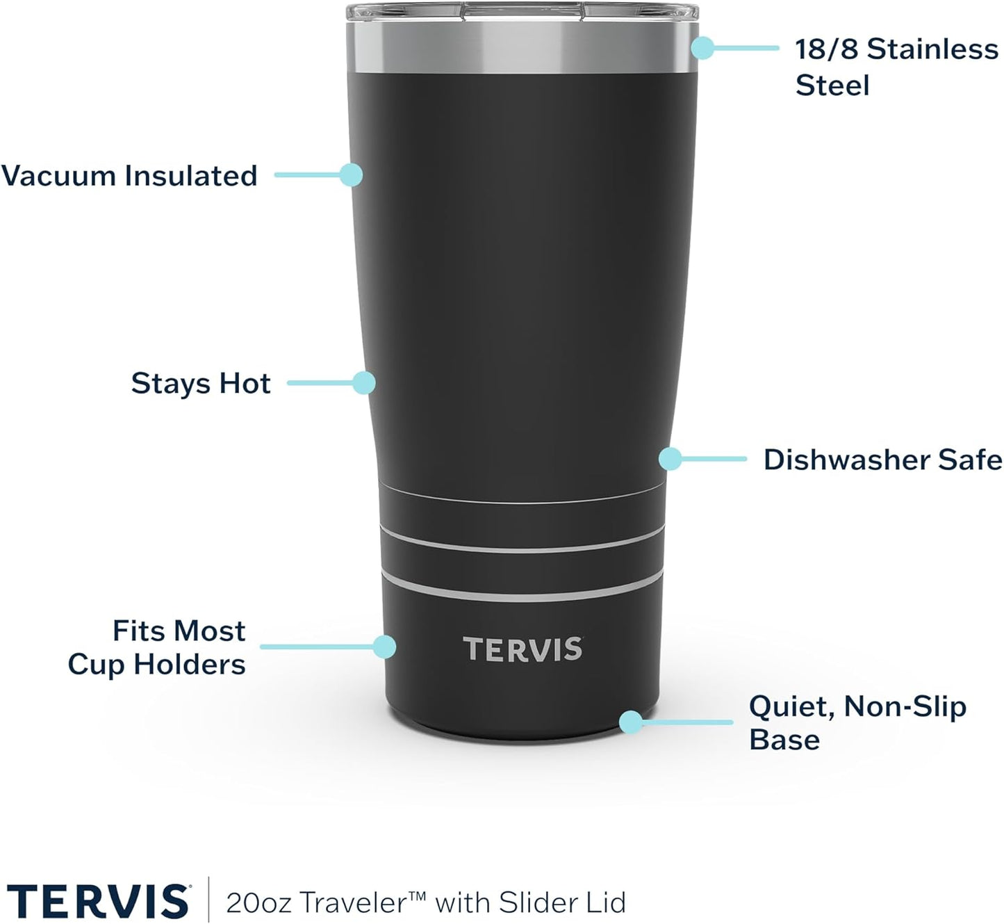 Tervis Traveler Disney - Vaso aislado de doble pared hecho en Estados Unidos mantiene las bebidas frías y calientes, 20 onzas, acero inoxidable