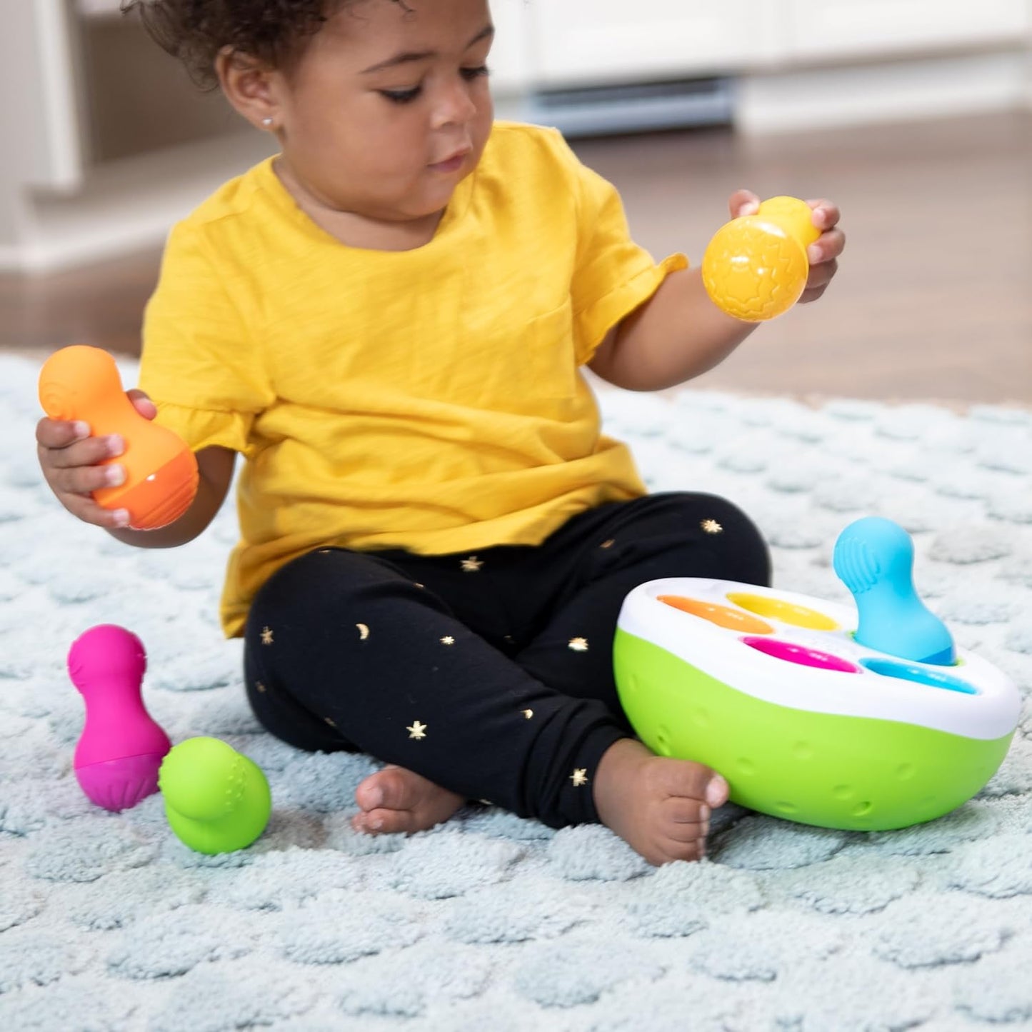 Fat Brain Toys (ファットブレイン) Baby Toy Spinny Pins Wobble Match Colors [Authentic] FA248-1