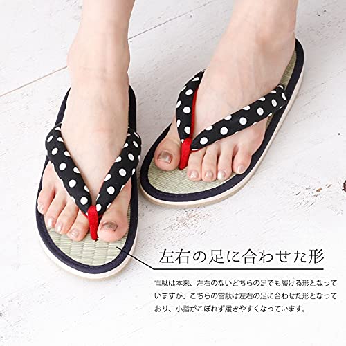 [Takeharu] Women's Sandals, Rush, Made in Japan, Zori Sandals, Round Tatami Sandals, Folding Sandals, Cute Large Size, Flowers, White, Black, Pink, Polka Dots, Non-Slip, Perfect for Your Feet,