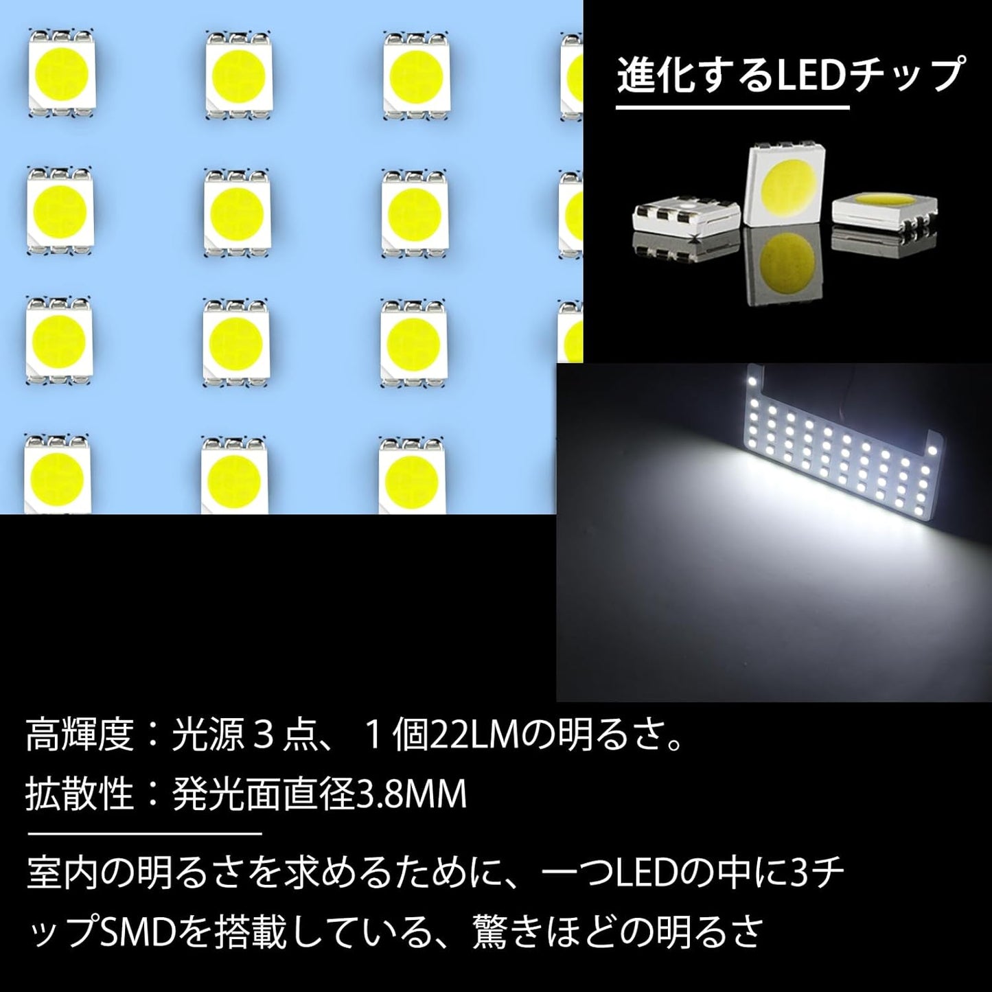 OPPLIGHT Toyota Harrier 60 Series LED Room Lamp, White, Indoor Light, Harrier 60 Series, Previous Period, Hybrid Vehicles, Dedicated Design, Explosive Light, Custom Parts, LED Bulb, LED Room Lamp,