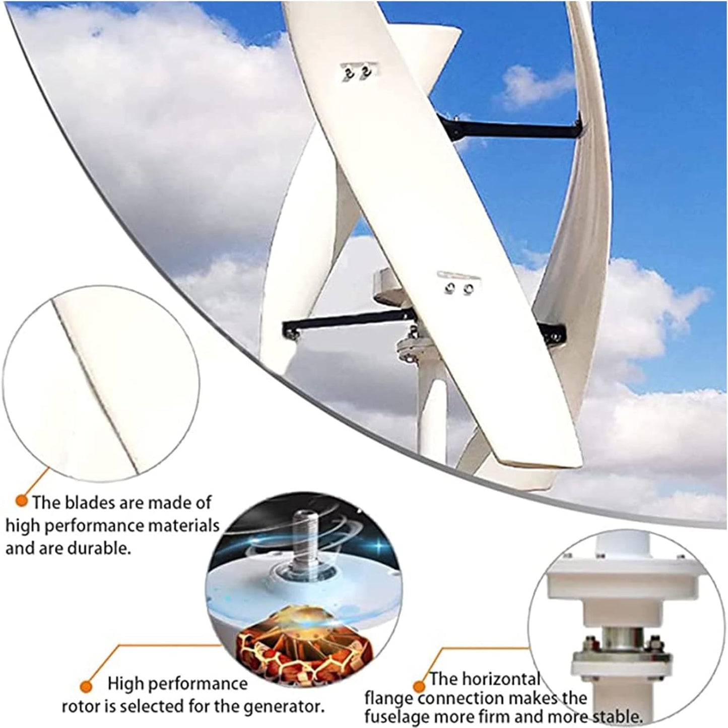 New Lightweight Portable Wind Turbine, Linear Wind Generator 3000W 12V 24V 48V 220V Vertical Axis Wind Turbine Camping Vertical Axis Wind Generator, 220V