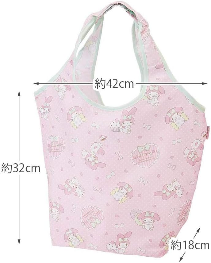 Skater KBS42P Shopping Bag with Pouch, Eco Bag, My Melody Sanrio, W x H x D: 16.5 x 12.6 x 7.1 inches (420 x 320 x 180 mm)