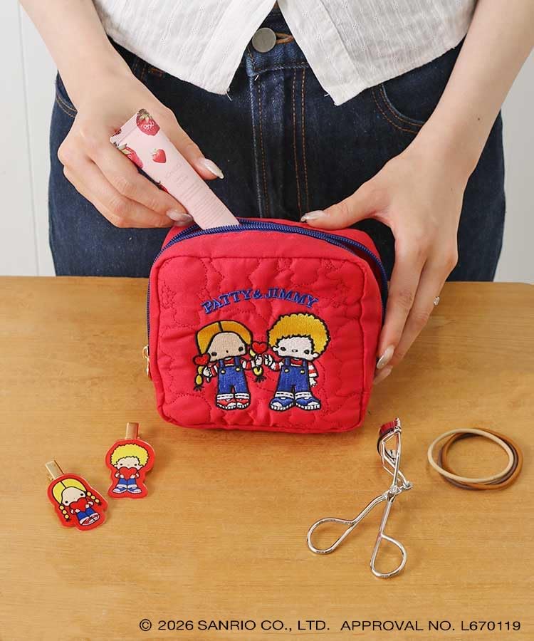 Bleu Bleuet Sanrio Quilted Pouch, Sanrio Characters, Cosmetic Pouch, Makeup Pouch, Large Capacity, Retro, Braun