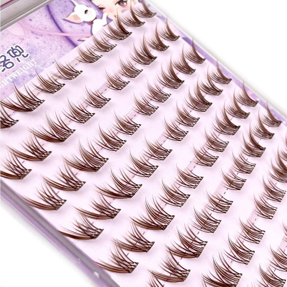 Brown 3D Fox False Eyelashes Fluffy Natural Single Cluster Segmented Self Adhesive Cartoon Eyelashes