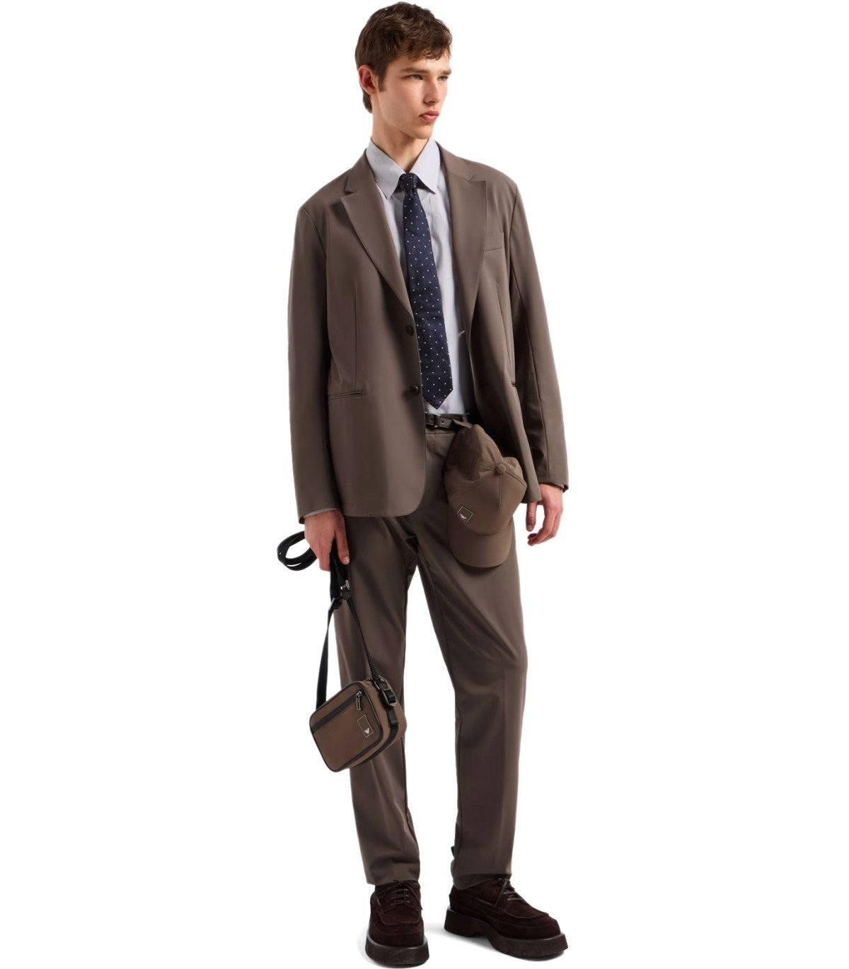 Emporio エンポリオアルマーニトラベルエッセンシャルブラウンシングル胸ジャケット - Image 3