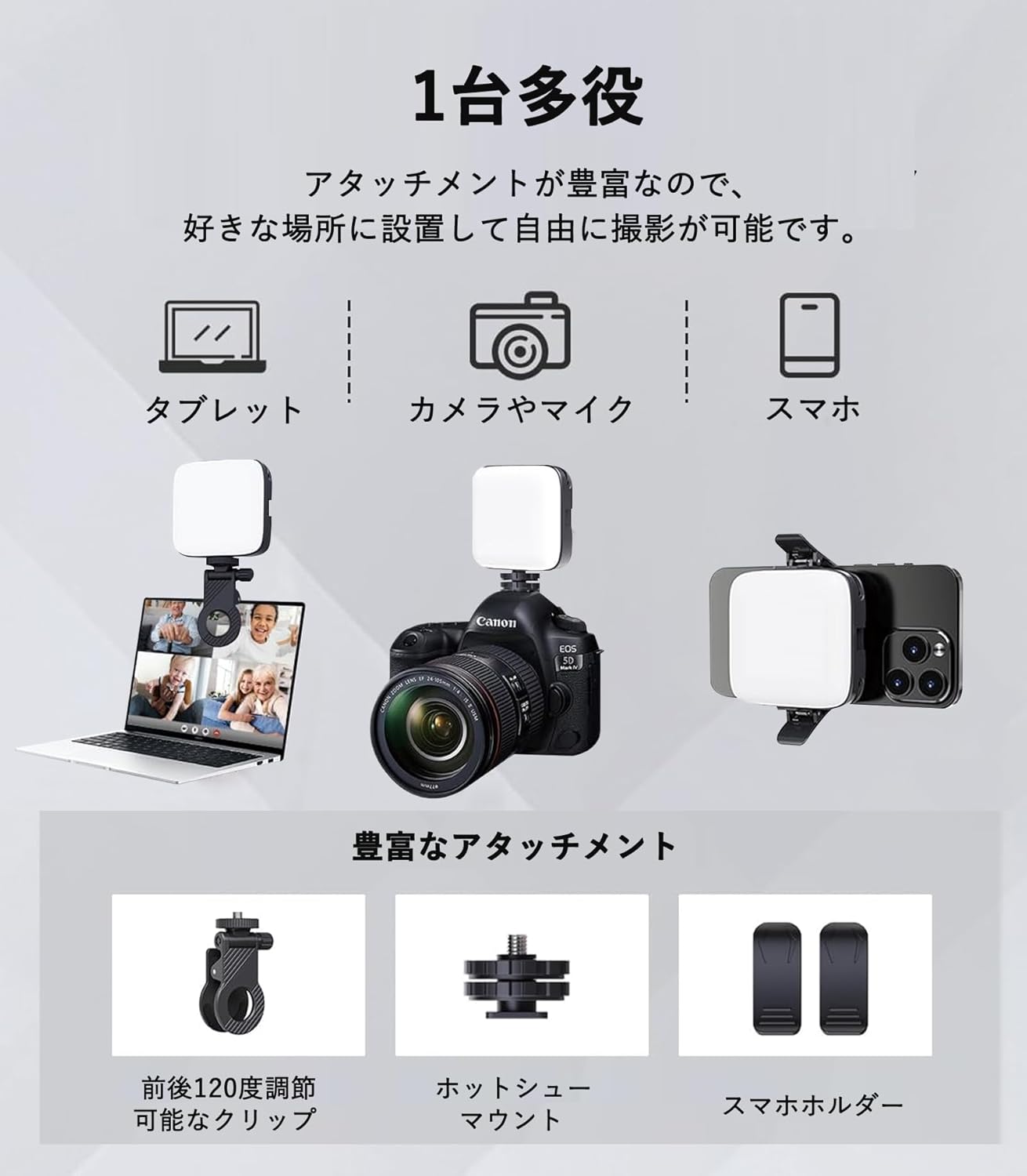 SHUIIII Photography Light, Video Light, LED 3,000 - 9900K, CRI95+, USB Rechargeable, Multiple Functions & Stepless Color Temperature & Light Amount Adjustment, High Brightness, Lightweight, Compact,
