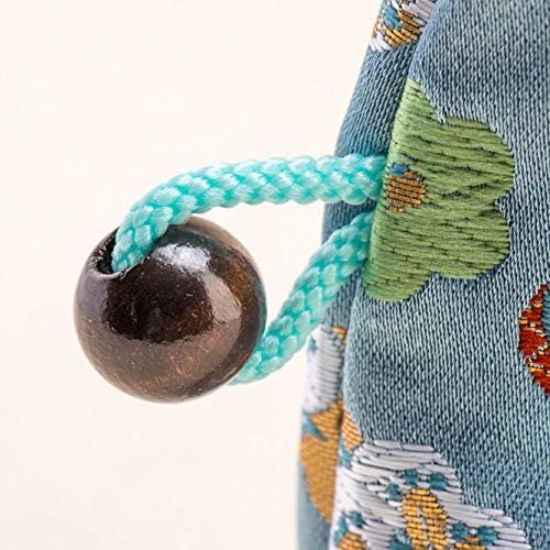 Kyoto Geimidou Nishijin Textile High-grade Gold Brocade Cosmetic Pouch, Japanese Pattern, Made in Japan, blue