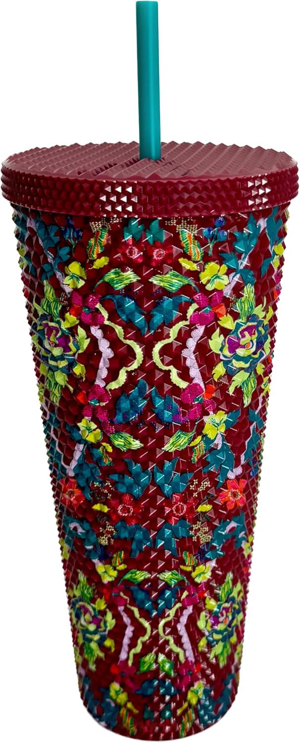 Starbucks Vaso frío con diseño floral de otoño de 2025 con popote reutilizable, edición limitada, vaso coleccionable para bebidas heladas