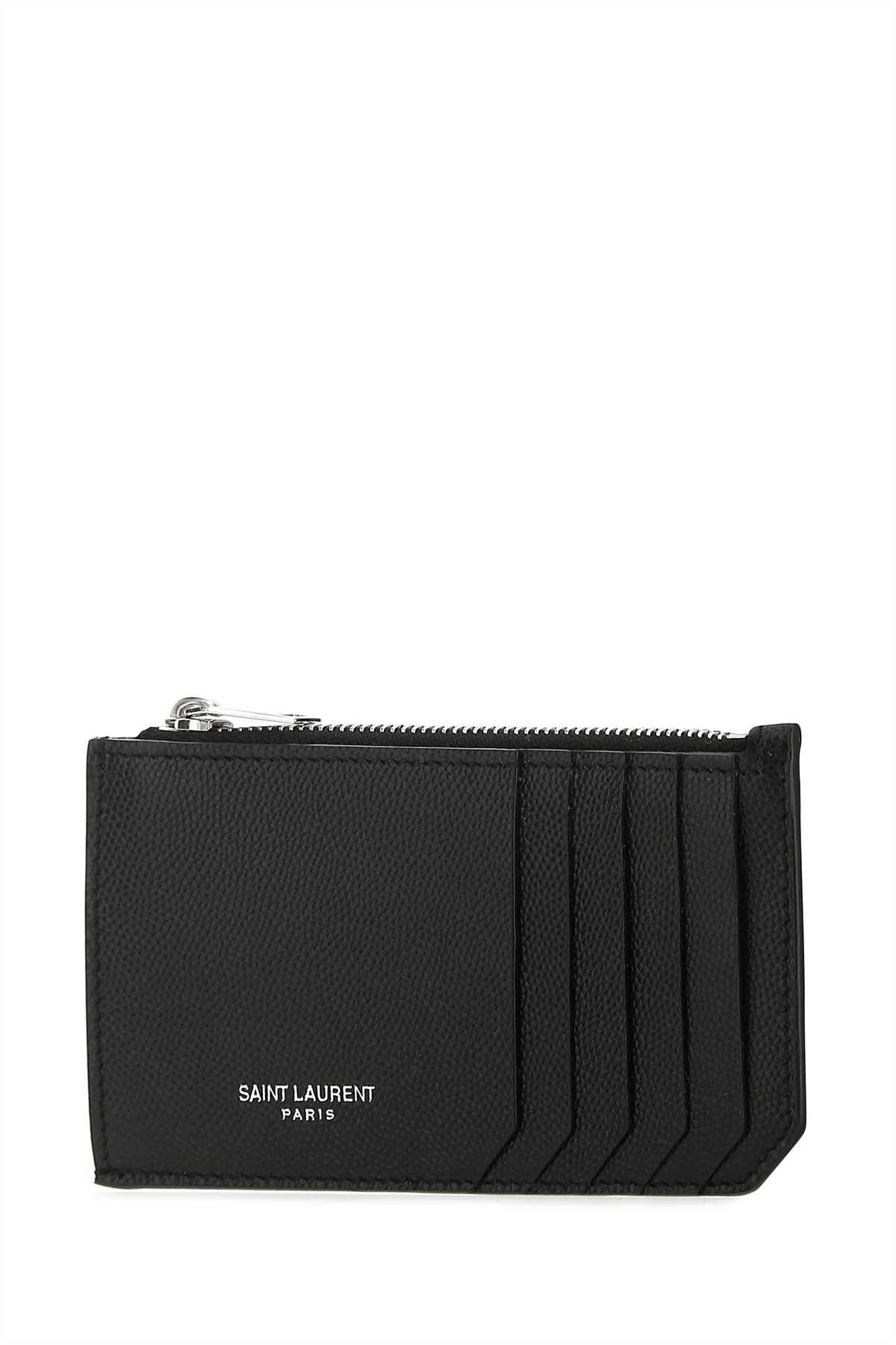Saint サンローラン ブラック レザー カード ホルダー - Image 3