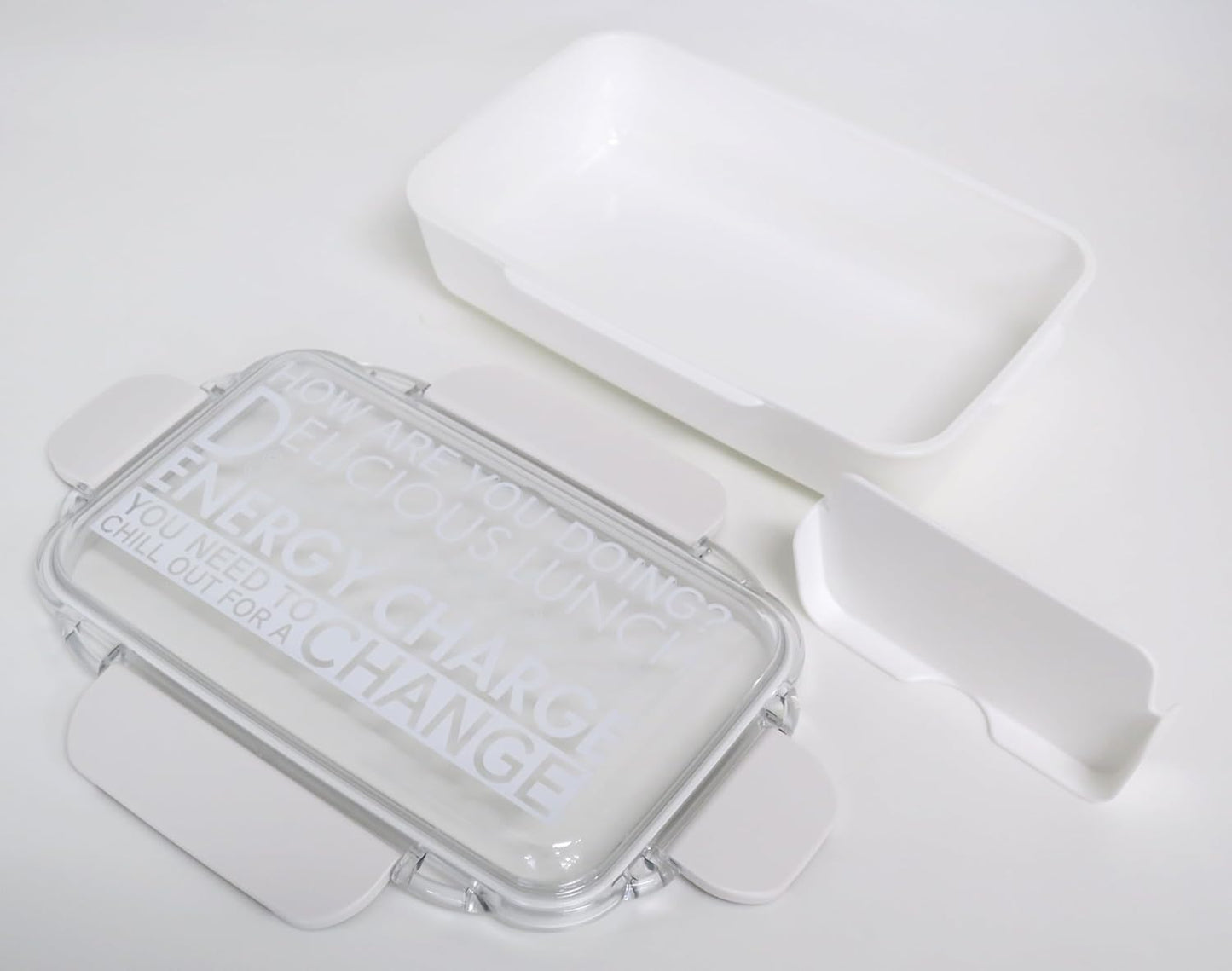 OSK PCD-750 Energy Charge Bento Box, Lunch Box with Dividers, White, 25.4 fl oz (750 ml), Made in Japan, Dishwasher, Microwave Safe, 4 Locks, Gasket, Stylish, Simple, Unisex, Kids, Elementary School Students, Adults