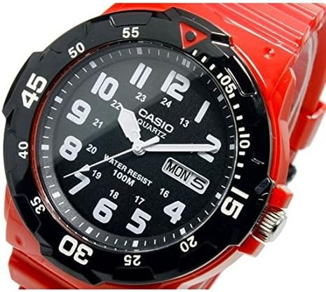CASIO Diver's Look 100M Waterproof Analog Plastic Belt Watch for Men Unisex (MRW-200HC-4B, MRW-200HC-7B) (MRW-200HC-4B(Red)