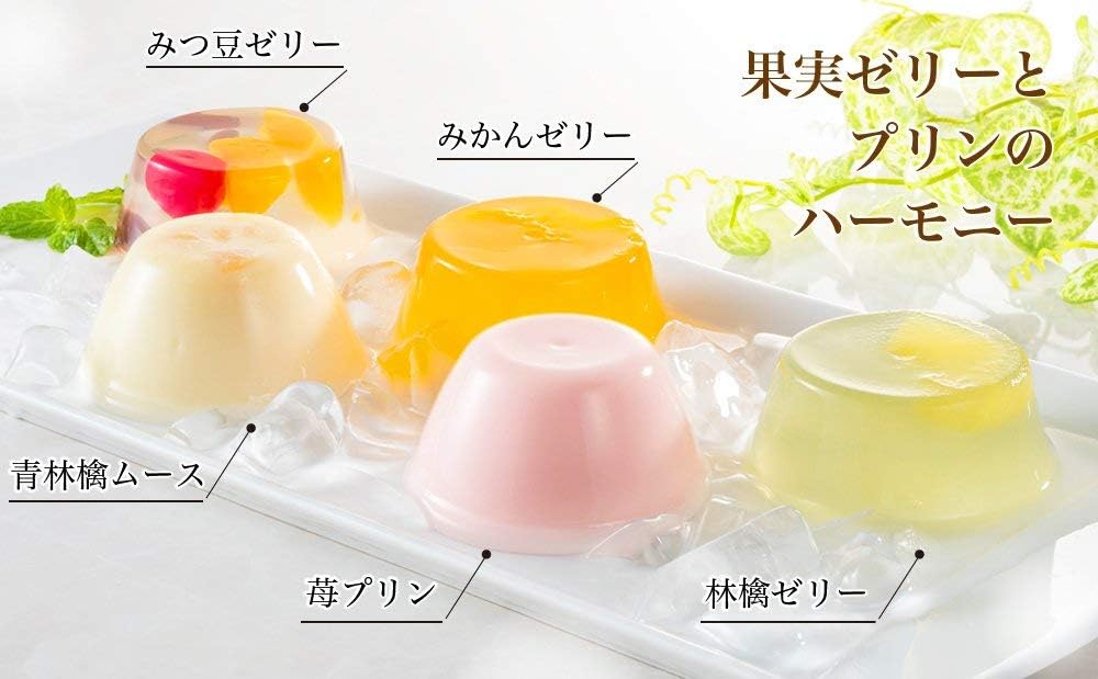 Onakamen Confectionery Gift, Jelly Gift, Japanese Confectionery Pudding Sojikan Fruit Jelly and Pudding Harmony, 7 Pieces (5 Types, 7 Pieces), Sweets