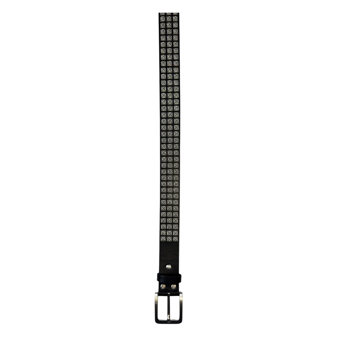 BOSSI 'SILVER ON BLACK' STUDDED BELT