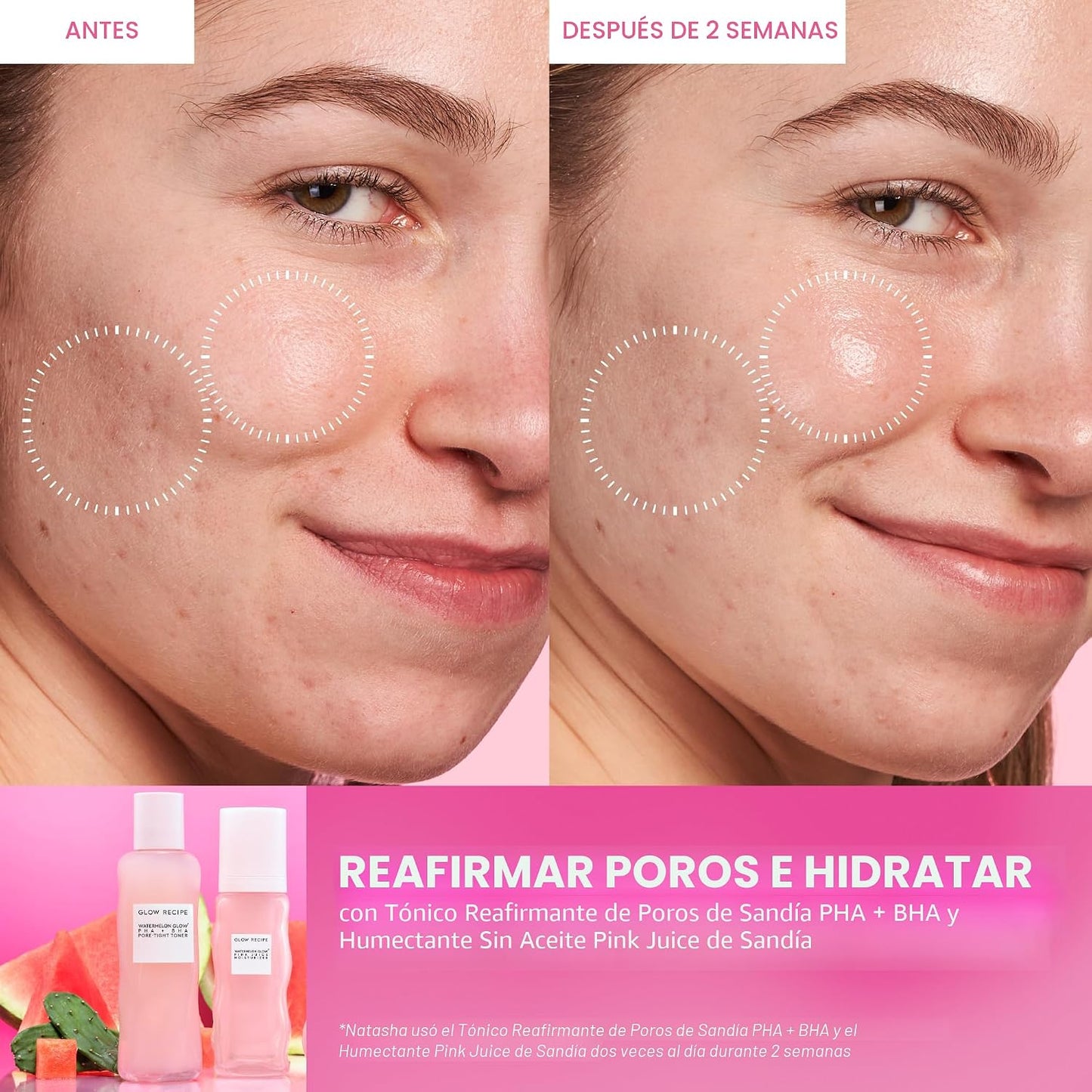Glow Recipe PHA + BHA Tónico Facial - Minimizador de Poros de Cuidado Coreano de la Piel & Exfoliante Facial Suave para Apretar, Hidratar & Exfoliar - Glicerina, Sandía & Agua de Cactus (40ml)
