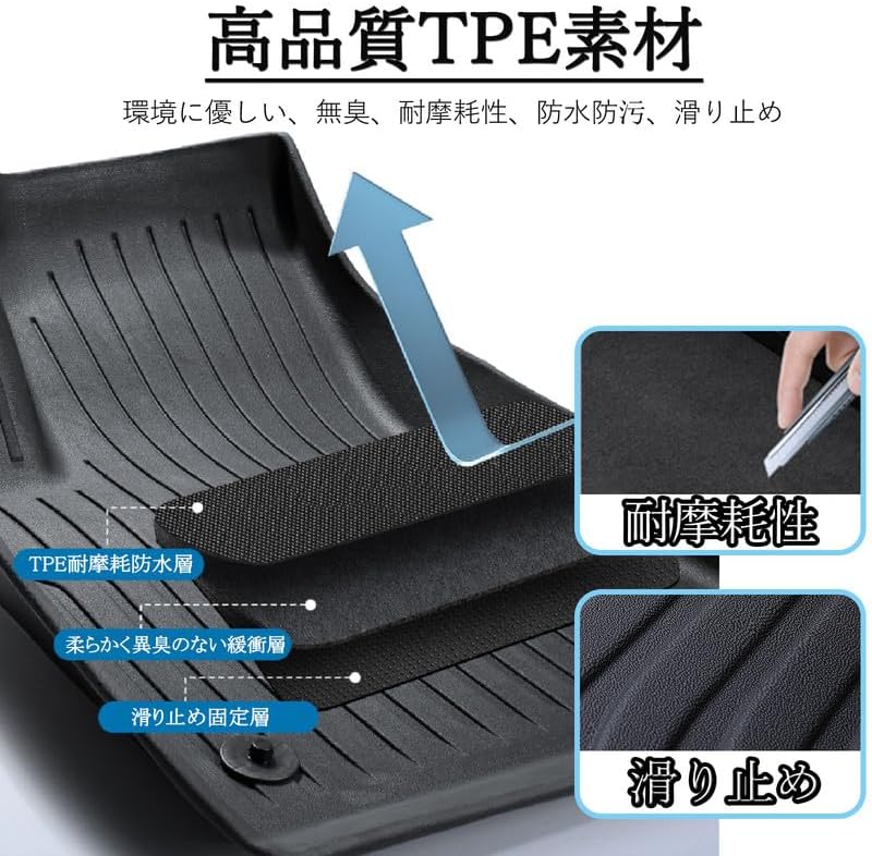 Toyota New Prius 60 Series 5th Generation 3D Floor Mat Prius 60 Series Floor Mat PRIUS60 ZVW60/ZVW65/MXWH60/MXWH65 January 2023-Present TPE Material Waterproof Stain Resistant Abrasion Resistant