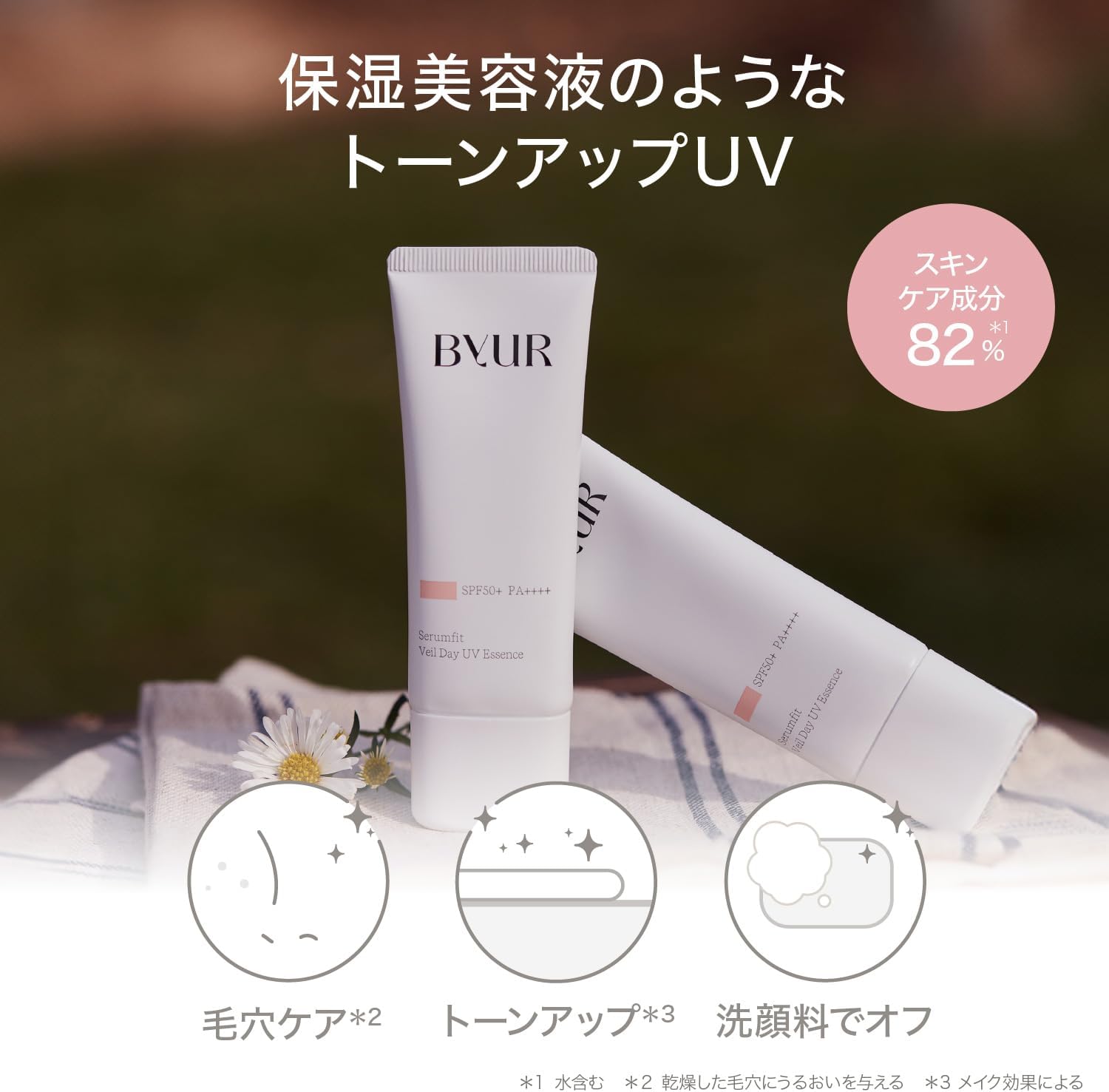 ByUR Makeup Base Sunscreen UV Protection SPF 50+ PA+++++ Tone Up Korean Serum Fit Veil Day UV Essence Sheer Pink