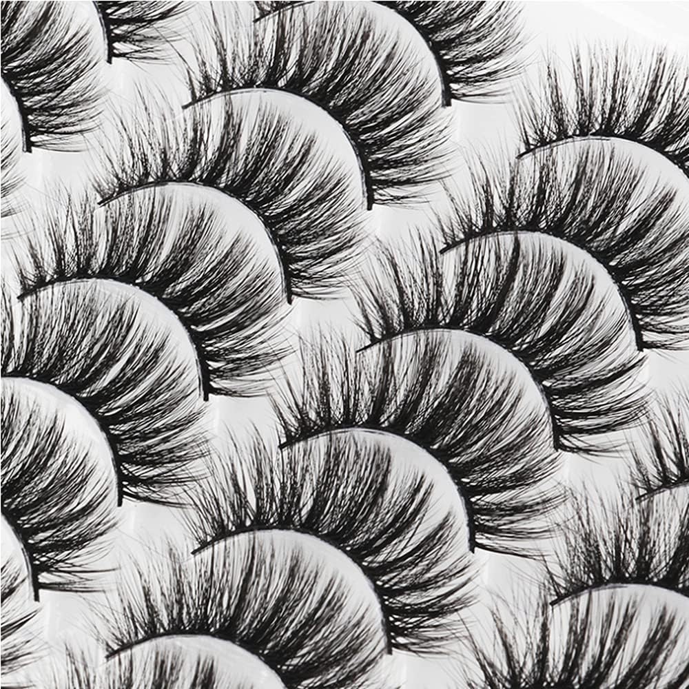 SHIDISHANGPIN 16 Pairs Black Eyelashes Natural Long Multilayer Fluffy Eyelashes 3D Thick Eyelashes Handmade False Eyelashes (L204)